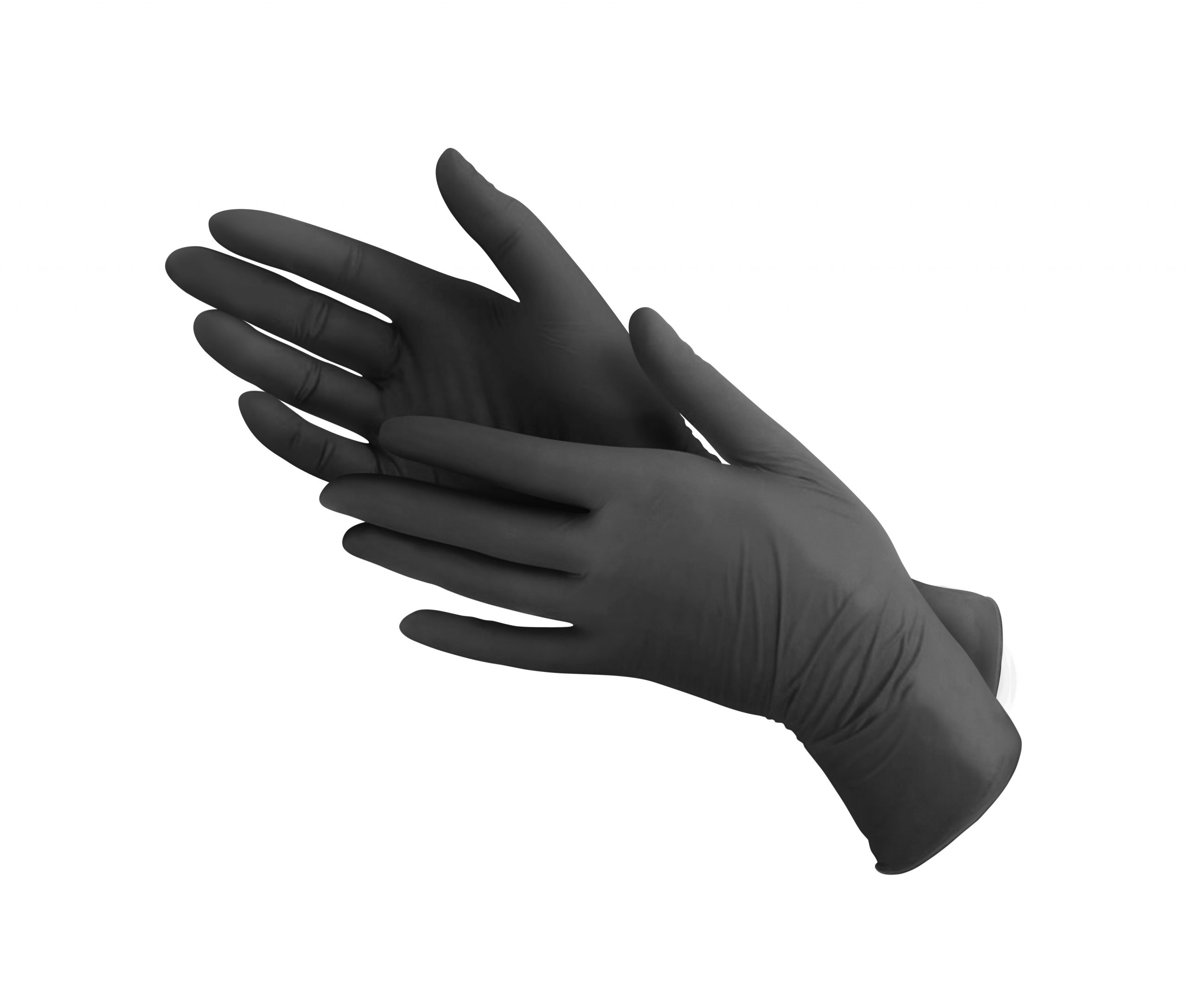 Medical,Nitrile,Gloves.two,Black,Surgical,Gloves,Isolated,On,White,Background